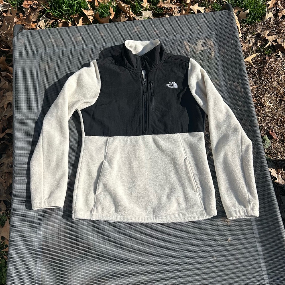 Womens The North Face quarter zip Ladies Fleece Jacket‎ Black White size small